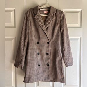 Women's Double-Breasted Plaid Coat SIZE S - Long